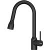 Krobec Rubinetto da cucina estraibile, rubinetto da cucina con doccetta a due getti d'acqua, monocomando, girevole a 360°, miscelatore da cucina (cromato) (Nero opaco)