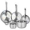 Fackelmann ELO 9885850 - Set di 3 padelle da cucina, 24, 28 e 32 cm e 2 padelle 16 e 24 cm Elo Profi lucido, acciaio inox, induzione
