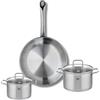 Fackelmann ELO 9692750 - Set di 1 padella da forno 24 cm e 2 pentole, 12 e 14 cm, Elo Profi Citrino, inox, induzione