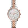 Fossil Orologio Neutra da donna, Movimento cronografico al quarzo con cinturino in acciaio inossidabile o in pelle, Argento E Oro Rosa