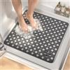 HITSLAM Quadrato Tappetino Doccia Antiscivolo, 53 x 53 cm Tappetino Bagno, Tappeto Doccia Antiscivolo con Ventose e Fori di Drenaggio, Morbido sotto i piedi, Lavabile in lavatrice, Grigio