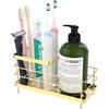 Luxspire Portaspazzolini da Bagno, Porta Spazzolino Elettrico in Acciaio Inox a 6 Slot con Drenaggio, Organizer per Spazzolini da Denti Dentifricio Rasoio, Accessori per Bagno Cucina, Oro