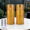 YAOBLUESEA 2 Pezzi Candele LED Senza Fiamma Impermeabili con Telecomando e Timer, Grandi Candele LED Tremolanti per Patio Giardino Esterno, φ10cm x 22,5cm, Oro