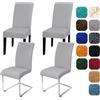 Yugarlibi Set di 4 coprisedia elasticizzati per sedia basculante, coprisedia elasticizzati, coprisedia rimovibili, lavabili per cucina, ristorante, hotel, banchetti per matrimoni (grigio chiaro, 4