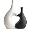 Eachave Set di 2 vasi a forma di cuore - bianco e nero minimalista vasi decorativi per soggiorno, tavolo da pranzo, tavolino da caffè e scaffale, design moderno con cuori per corridoio e credenza