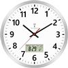 Foxtop Orologio da Parete Radiocontrollato Analogico Digitale 30 cm con Display LCD, Termometro e Data - Per Cucina, Soggiorno, Camera da Letto, Argento