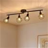 Gr4tec Binario Faretti LED Soffitto 4 Luci, Lampadario Faretti Orientabili E14, Lampada da Soffitto Vintage Industriale, Faretto LED Interno da Parete Nero per Cucina Corridoio, Senza Lampadine