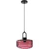 Hnexsei Lampadario a sospensione moderno in vetro ambrato con portalampada E27, luminaire nero opaco per cucina, sala da pranzo (viola)