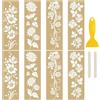 WANDIC 8 fogli di adesivi dorati, decalcomanie floreali impermeabili, decalcomanie fai da te per decorazione, 10 x 30 cm