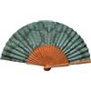 Tusitala Barcelona Ventaglio spagnolo Damasco verde - Legno e cotone - 23 cm - Custodia in yute natural - Accessorio Moda - Fatto a Mano in Spagna - Eventi e Regali - Collezione Tradizione - Tusitala Barcelona