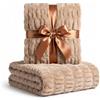 Luxury Concepts Morbida coperta in finta pelliccia di coniglio, 127 x 152,4 cm, elegante coperta dal design increspato, lavabile in lavatrice e resistente alle pieghe, leggera, per divano, divano e