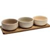 Tognana, Set 3 Ciotole + Vassoio rettangolare 32 x 11 Cm Plume, Stoneware, Multicolor