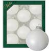 Dekohelden24 Lauschaer-Set di 8 Palline per Albero di Natale, in Tinta Unita Opaca, Satinato, con Corona d'Argento, Diametro Circa 7 cm, Raso Bianco, 6,7 cm