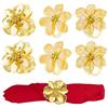 Homotte Set di 6 portatovaglioli a forma di fiore dorato, per decorazioni natalizie per la tavola del Ringraziamento, banchetti di Natale, ricevimenti quotidiani