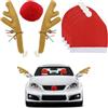 Xbessc Set di Decorazioni per Corna di Renne per Auto, Natalizi Accessori per Auto, Decorazione Natalizia per Auto con Corna di Renna, Naso Rosso e 4 Copripoggiatesta per Auto, Camion, Furgoni e SUV