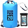 GOOGIT Borsa Impermeabile 20L Set 3 Pezzi Dry Bag Custodia Cellulare Nastro Occhiali Resistente all'Acqua Chiusura di Sicurezza Cinghie Regolabili Sport Barca Mare Canoa Military Green