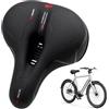 Mudoulu Sella Bici Comoda Ammortizzata Con Doppie Sfere Antiurto, Sellino Bicicletta Largo In Pelle Antiscivolo A Nido D'Ape Con Foro Centrale Ventilato Per MTB E Bici Da Strada, Colore Nero Rosso