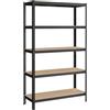 SONGMICS Scaffalatura a 5 Ripiani, Scaffale in Acciaio, Montaggio Senza Viti, Utensili, Strumenti in Garage, Magazzino, Ripostiglio, Portante 750 kg, 60 x 120 x 200 cm, Nero GLR060B01