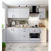 Dmora Cucina completa Verbano, Composizione cucina moderna, Set cucina componibile, Soluzione cucina funzionale, Bianco e Rovere