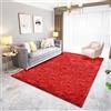 Hearda Moderno Semplice Lavabile Tappeto Salotto Peloso,Tappeto Camera da Letto Soffice,Tappeti Scendiletto Tappeto Corridoio,Carpet per Salotto,Cameretta e Decorazione Casa (Rosso,60x160cm)