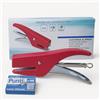 Terryshop74 Cucitrice a Pinza Manuale in Metallo con Punti n.148 Inclusi - Pinzatrice Ergonomica Professionale per Ufficio, Scuola e Casa - Disponibile in 4 Colori (Rosso)