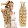 Evaxilc 34 34 Inch Human Hair For Braiding Deep Wave Menschliches Haar #613 Light Blonde Color Unprocessed No Weft Bulk Braiding Hair Extensions For Boho Braids 2 Bundles Total 100g one pack