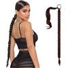 ZHITENG Extension Capelli, 80 CM Parrucca da Donna Coda Finta, Naturale Treccia Finta Capelli, Clip Semplice Extension Treccine Adatte per l'uso Quotidiano le Occasioni Speciali (Marrone Chiaro)