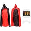 OIXYEY Mantello Halloween Donna Vampiro con Cappuccio + Denti Finti, Costume Completo Carnevale, Set Unisex per Adulti e Bambini, Ideale per Feste a Tema, Regalo Divertente (1 Pezzo).