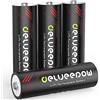 Delyeepow Pile Ricaricabili AA Lithium, Batteria Ricaricabile AA Litio 1.5V 3400mWh ad Alta Capacità da 1500 Cicli, Confezione da 4