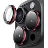 JETech Pellicola Fotocamera per iPhone 15 Pro 6,1 Pollici e iPhone 15 Pro Max 6,7 Pollici, 9H Vetro Temperato Cover Anello Individuale in Metallo, Bicolore, HD Chiaro, 1 Set (Nero+Rosso)
