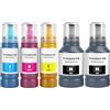 TONTINTA E102 Bottiglie di Inchiostro Compatibili Multipack per Stampanti ET-2700 2750 2751 2756 ET-2850 2851 2856 ET-3700 3750 3850 ET-4750 ET-4850 4856 ET-15000 (5-Pack, 2 Nero, 1 Ciano/Magenta/Giallo)