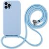 Hadwii Cover con Cordino per iPhone 14, Custodia con Regolabile Collana, Morbido Silicone Case con Laccio Tracolla [Antiurto] [AntiGraffio] Custodia per iPhone 14, Azzurro