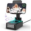 WamGra Altoparlante Bluetooth con Porta Cellulare Pieghevole, Cassa Bluetooth 5 in 1, Supporto Telefono con Sveglia, Orologio e Caricatore Wireless, Regalo Uomo Regalo Donna Papa Mamma Compleanno Regalo