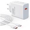 VUOHOEG Caricatore Rapido 120W USB C per Xiaomi 15 14 13 12 14t 13t 12t 12s Pro Ultra Lite, Caricabatterie Turbo per Redmi Note 14 13 14T 13T 13 12S Lite, Poco F7 X7 Pro 6 M6 F5 X5 con 6A Cavo USB C 1M