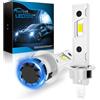 Sycreek Lampadina H1 Led Migliorato Faro Per,16 Pezzi LED,120W 32000LM 600% Super Bright 6000K Bianco,9-24V