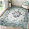 INOVADAY Tappeto 90x150 cm Lavabile in Lavatrice Vintage Antiscivolo Blu Scuro/Verde/Rosso