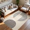 Calore Tappeto Salotto Pelo Corto Lavabile 120x160cm, Morbido Tappeto Camera da Letto Antiscivolo Grande Beige Geometrico Tappeto Soggiorno