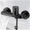 MYLERCT Miscelatore Vasca da Bagno, Bocca a Cascata Rubinetto Doccia da Muro, Doppia Funzione Rubinetto per Doccia, Nero Miscelatore per Vasca con Manopola di Regolazione, per Doccia-Parete