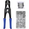 Iwiss Set di pinze crimpatrici iCrimp, pinza crimpatrice per cavi con 15m di cavo in filo metallico, 330 pezzi di guaina con anello e 45 pezzi di kit Swager, pinza crimpatrice con tagliacavi integrato