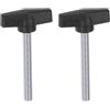 QUARKZMAN 2pz Manopole ad Ala a T M10 x 60mm per Maschio Metrico Filettato 55mm Testa a T Manopole in Plastica Viti a Pollice per Serraggio a Mano, Nero