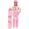 Barbie Carriere - Snowboarder, set con bambola castana con giacca da neve, pantaloni e stivali rosa, 10 accessori a tema inclusi e snowboard che cambia colore, 3+ anni, JKF78