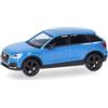Herpa modellino Audi Q2 in blu turbo, miniatura in scala 1:87, pezzo da collezione, Made in Germany, modello in plastica