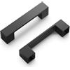 Hickory Hardware Heritage - Confezione da 10 maniglie quadrate per armadietti, maniglie a basso profilo per ante di mobili da cucina, cassetti e vanità del bagno, 96 mm da centro a centro, nero opaco,