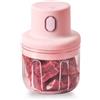 Herzberg, HG03176-PNK, Tritatutto Elettrico Portatile Senza Fili 250ml Rosa, Lama in Acciaio Inossidabile, Motore 45 W, Contenitore per Alimenti, Ricarica Senza Fili, capacità 250 ml