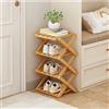 XZXWZX Scarpiera Pieghevole, Organizer Verticale per Scarpe in Bambù, Scaffale alto Multifunzionale e Stretto per Scarpe per Ingresso, Armadio, Angolo, Camera da Letto, Corridoio, Colore Legno, 4 Ripiani