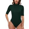 WOWENY Body da Donna a Maniche Lunghe con Colletto Alto, Elegante, in Pile, per Tutti i Giorni, Bianco, XXL