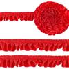 GORGECRAFT Nastro in Raso con Bordo Arricciato, 10 m × 4cm, Tessuto Plissettato, Frange, Bordi in Pizzo, Nastro in Poliestere, Decorazione per Vestiti, Fai da Te, Cucito Artigianale (Rosso)