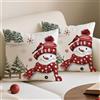 Avalune Cuscini Natalizi per Divano 40x40 Rosso con Pupazzo di Neve Copri Cuscini Verde Albero di Natale Federe Natalizie Invernale Copricuscino Decorativo Federa per Cuscino Natalizio 2 Pezzi
