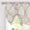 TOPICK - Tende con motivo geometrico, effetto lino, tende da cucina, oscuranti, stile marocchino, 1 pezzo, 130 cm x 45 cm (larghezza x altezza), grigio su beige
