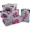 2.J. Orchid Set di 4 scatole di cartone con coperchio con angoli e maniglie in metallo. Sizes: 23x15x9,25x16,5x10,27x18x10,5,29x20x11cm